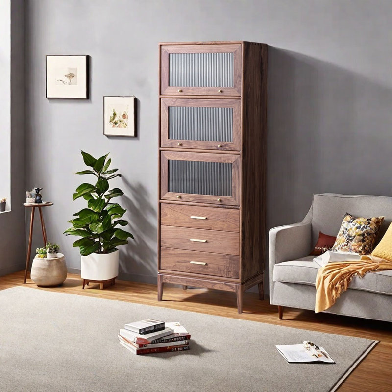 European style bookcase with glass doors