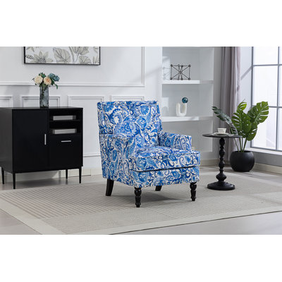 Chaise d'appoint rembourrée, fauteuil vintage avec tissu en lin et garniture cloutée pour le salon
