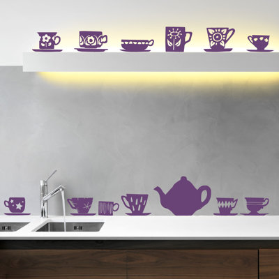Décalcomanie murale tasses de thé