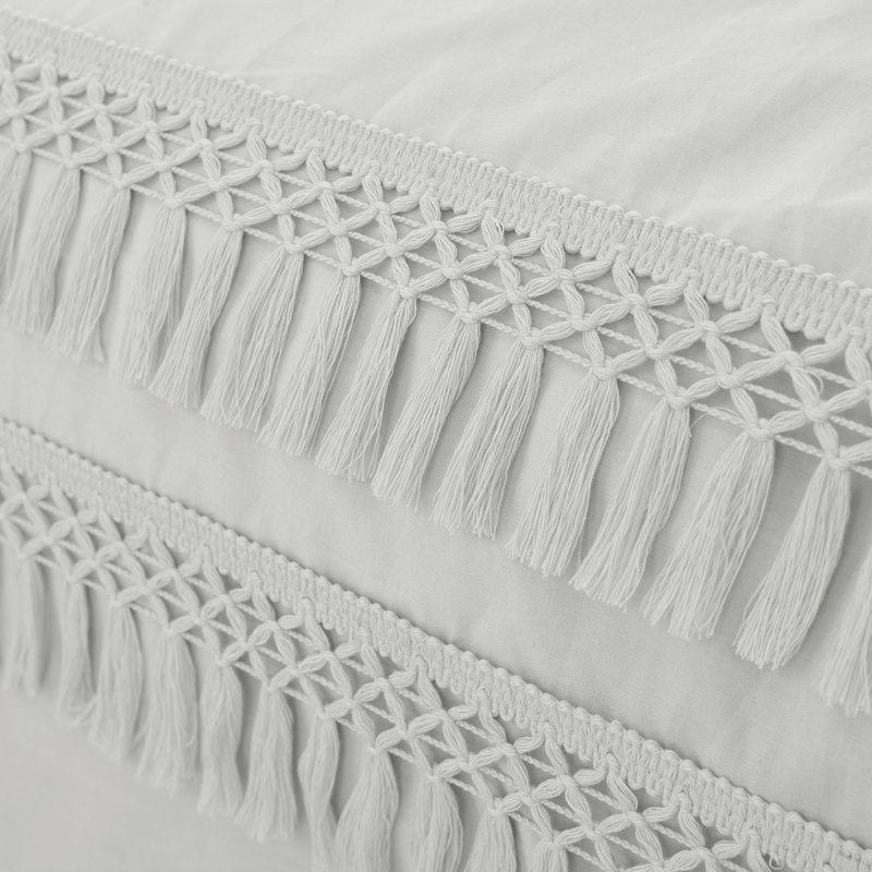 Izmir Cotton Tassel Duvet Cover Set, Single - 1 Standard Pillowcase, Silver
