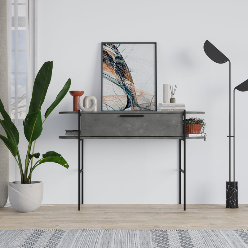 Germany 130cm Console Table, Retro Grey/White