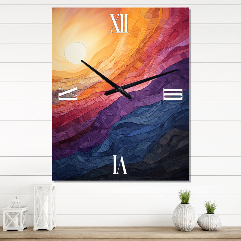Horloge murale abstraite lyrique jaune sarcelle, H 28 po x l 12 po x P 1 po