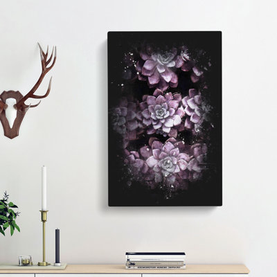 Pretty Purple Succulent Plants - Wrapped Canvas