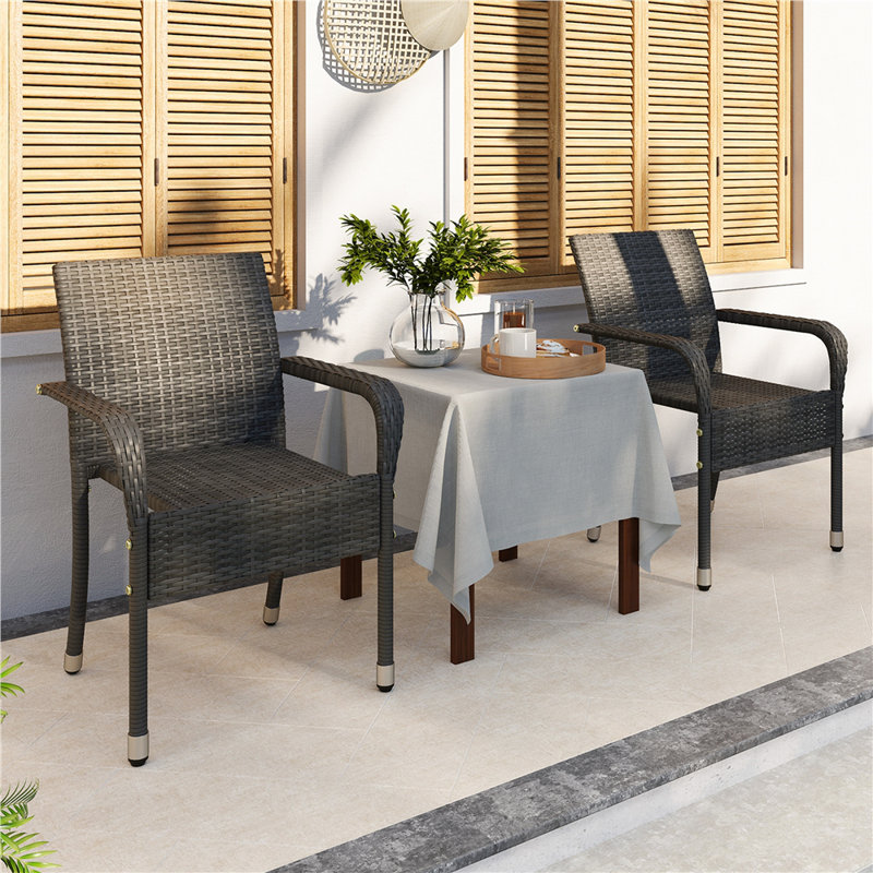 Stacking Patio Dining Armchair, Grey