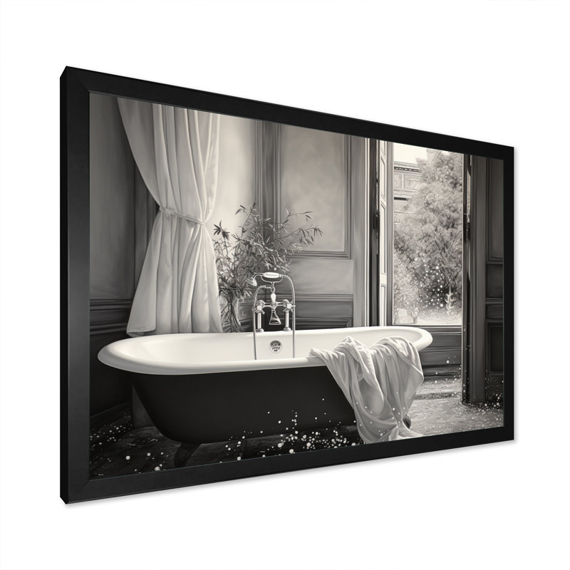 Minimalisme Bath of Serenity III - Laundry Art mural, H 24 po x l 32 po x P 1 po, Cadre simple noir