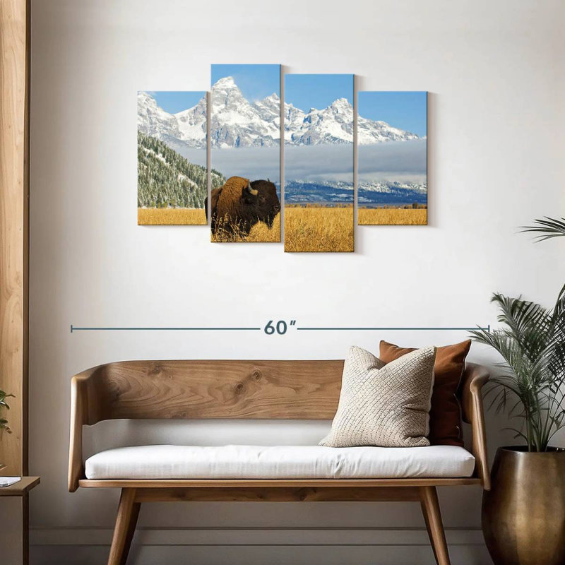 Grand Teton Bison Bull, H 27 po x l 43 po