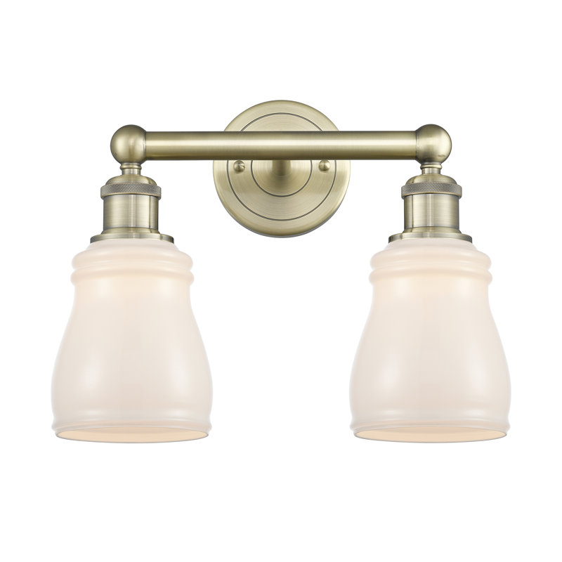 Éclairage pour meuble-lavabo à 2 lumières, Laiton antique, Blanc