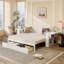 Grand lit de jour avec bureau amovible, tiroirs de rangement et table d'appoint hydraulique-395202475-395202477