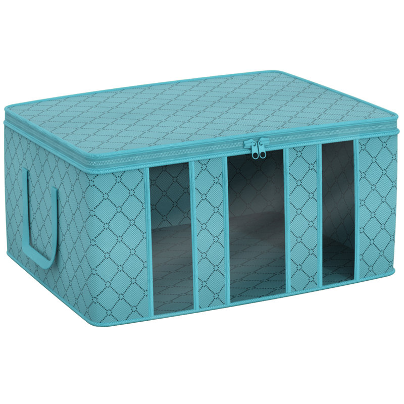 Organisateurs de sac de rangement en tissu pliable, 3 sections, 1 pièce, Turquoise