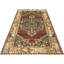 Tapis unique en laine noué à la main des années 1960 de 3 pi 10 po x 6 pi 6 po en rouge / jaune / beige / vert