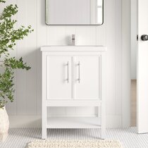 24 inch Small Narrow Bathroom Vanity White with Storage  (23.5Wx18.15Dx35H) CCL208W24