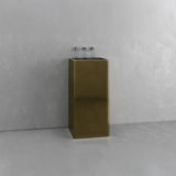 Vast Studio Black/Gray Freestanding Pedestal Sink – Solid Surface Rectangular Basin with Metallic Luxury Finish & Modern Minimalist Spa-Inspired Design
