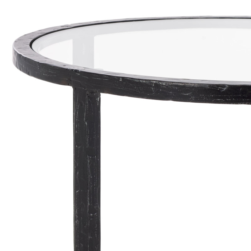 Tauri Forged Metal Round Accent Table, Black