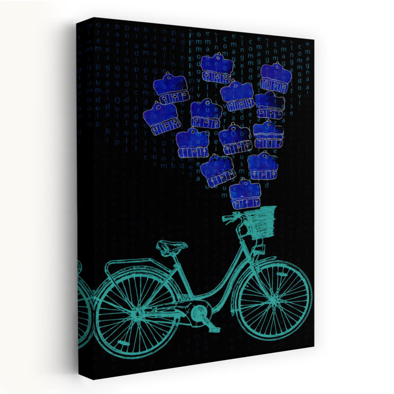 «Connaissances voyage bicyclette», impression d'art contemporain, 48" H x 32" W