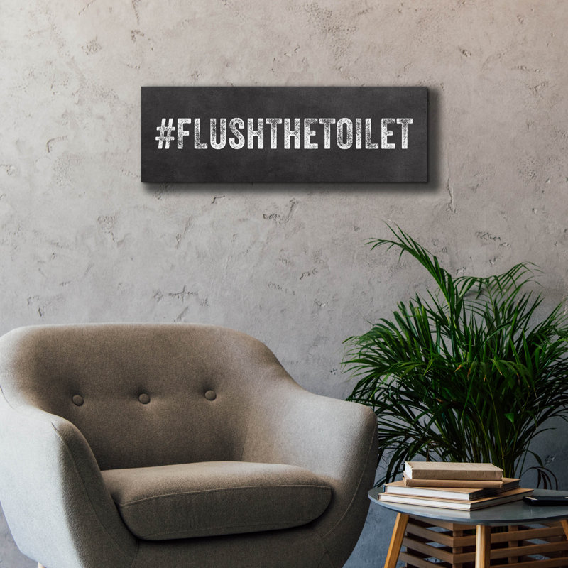 Art mural sur toile "Flush the toilettes" par Linda Woods, H 12 po x l 36 po