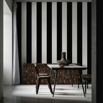 Black and White Vertical Stripe Wallpaper