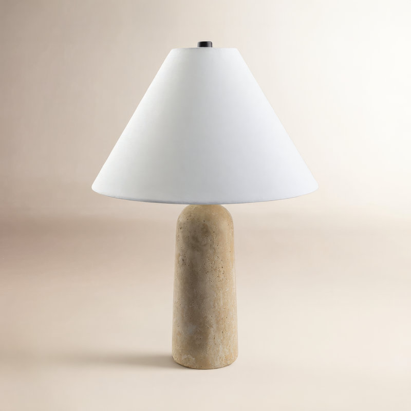 Astere Travertine Table Lamp, 22" H x 15" W x 15" D