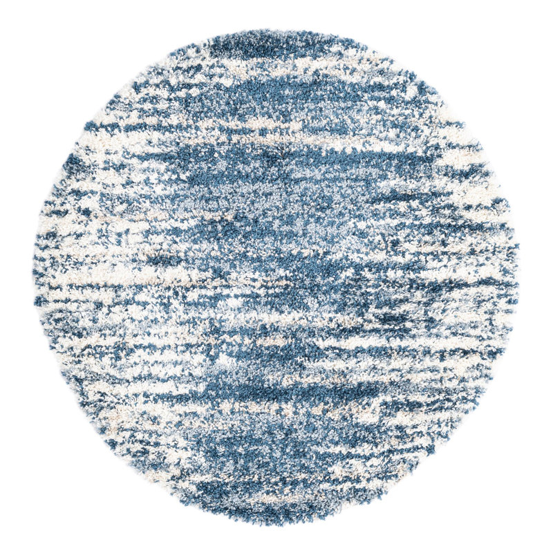 Tapis bleu / blanc Knupp, Rond 5 pi 3 po