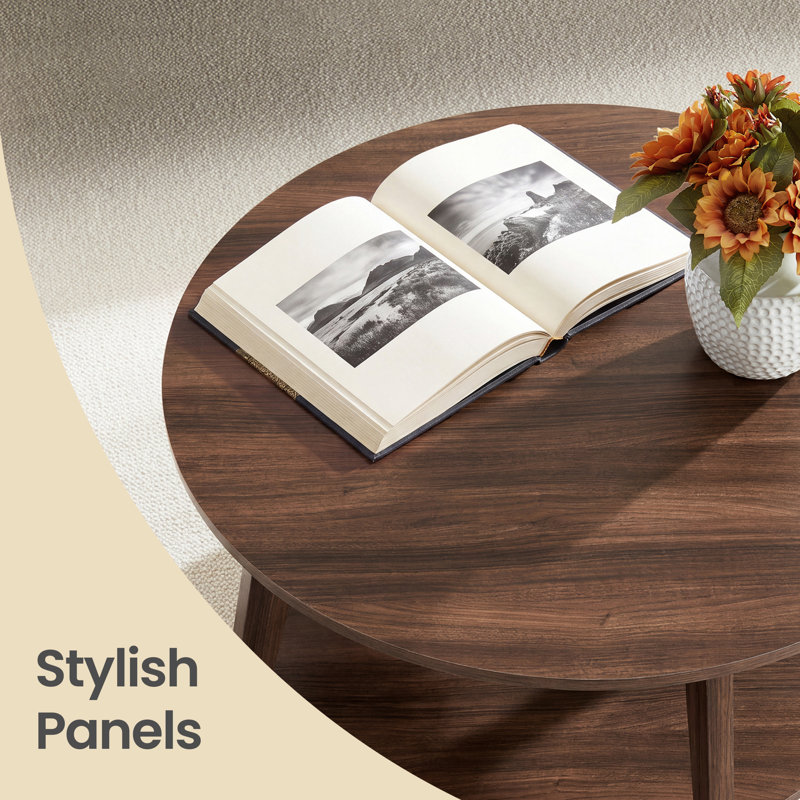 2 Tier Coffee Table With Storage, Walnut