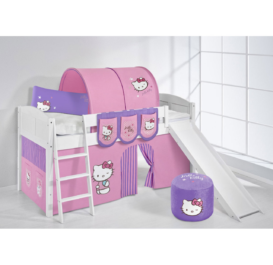 Hochbett Hello Kitty mit Vorhang, 90 x 200 cm