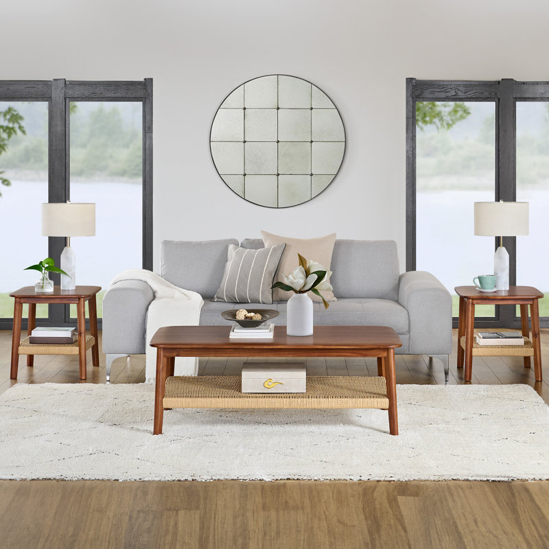 Aubreyelle Acacia Wood Living Room Tables Set Of 3 (Warm Chestnut)