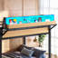 Lit superposé double au-dessus de double avec tablettes de rangement et panneau perforé, cadre de lit superposé avec ports USB et lumières DEL, peu encombrant-133411437