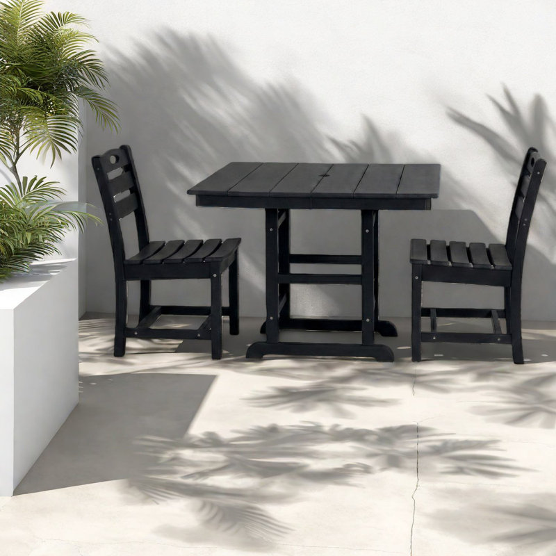Compact Patio Dining Sets, Hdpe 3 Piece Modern Bistro Set For Patio