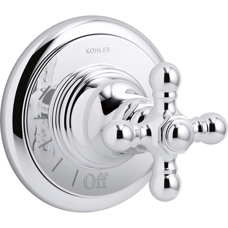 Kohler Artifacts Volume Control Valve Trim with Cross Handle, Polished Chrome