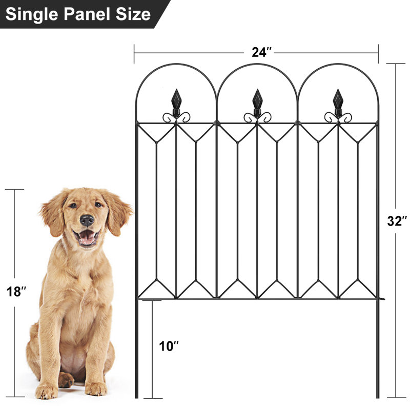 5 panneaux de clôture et bordures de jardin décoratifs pour chiens 24 po (H) x 10 pi (L), H 33,46 po x l 120 po x P 3,94 po