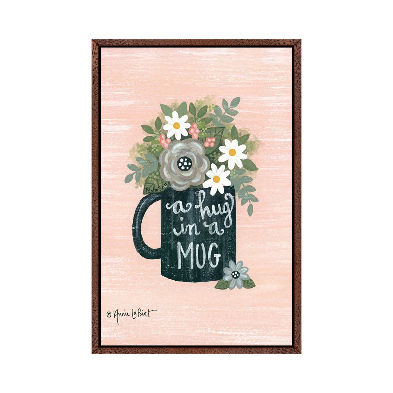 Hug a Mug 1 Piece Wall Art on Canvas, 66.04 cm H x 45.72 cm W, Brown Floater Frame