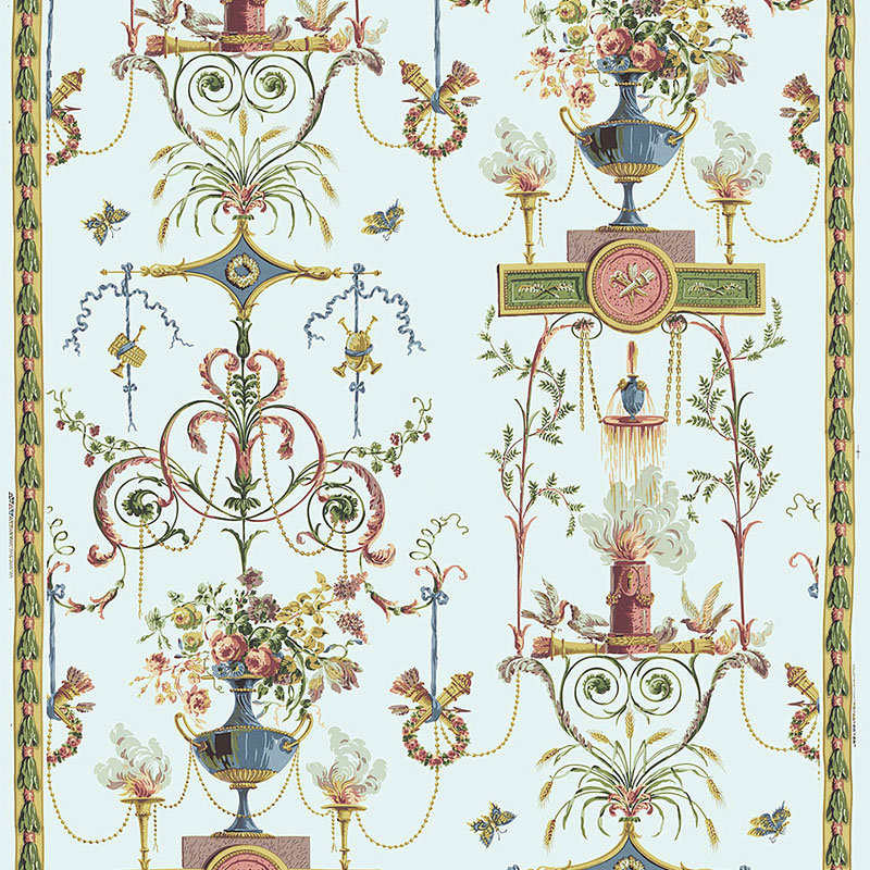Tissu Terracina Arabesque, Céleste