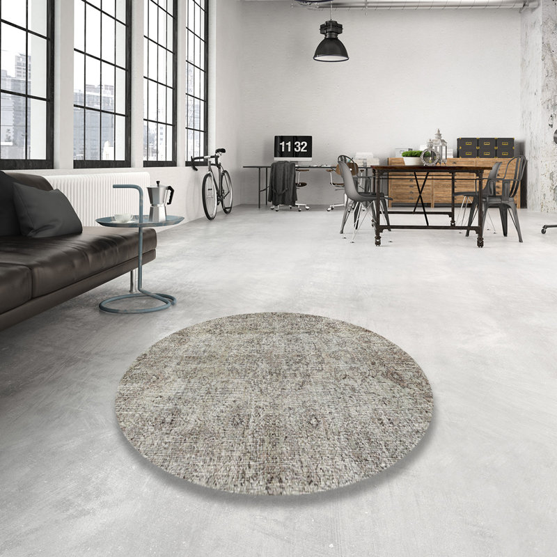 Tapis gris zone contemporaine, Rond 5 pi