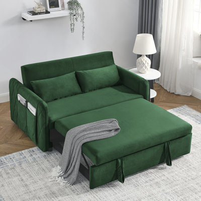 Indoor Contemporary Sofa Sleeper Sofa Bed With 2 Lumbar Pillows And Side Pocket For Home