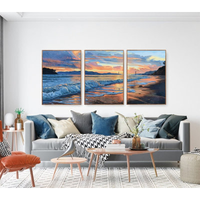 «California Waves Coastal Beach», impression sur affiche - ensemble de 3 décorations de maison de plage