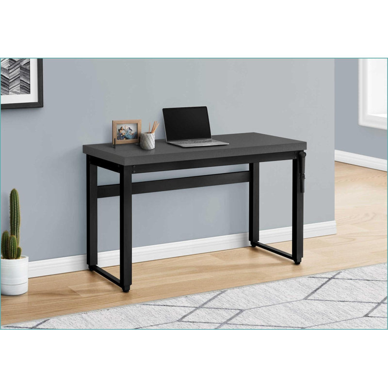 Bureaux, bureau d'ordinateur à hauteur réglable de 48 po, moderne, stratifié beige, métal noir | Taupe | Panneau de particules