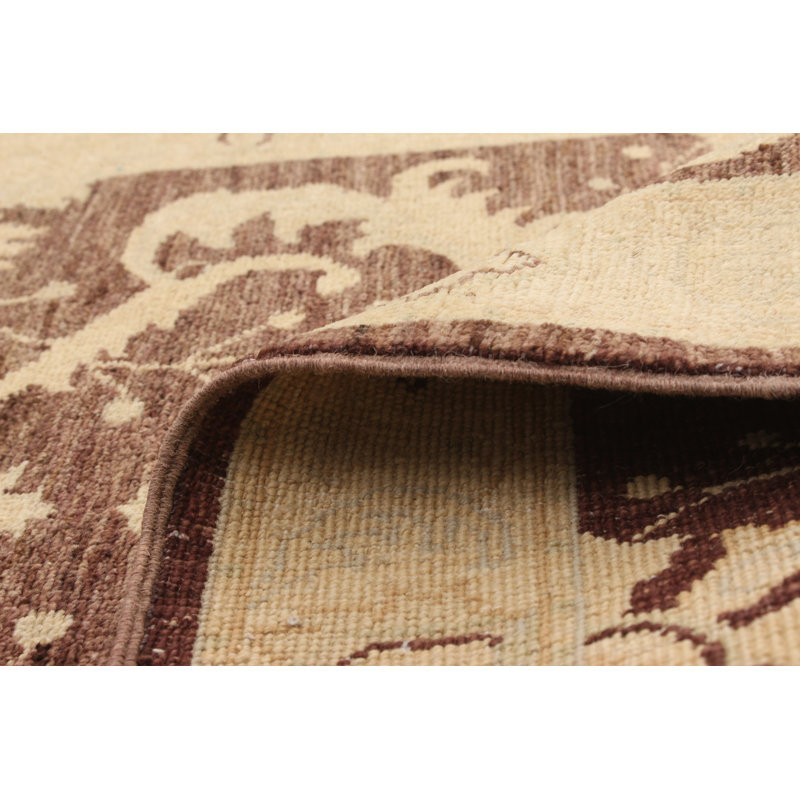 Tapis intérieur en laine dorée 2 pi 8 po x 10 pi 1 po one-of-kind-noué la main ushak brun foncé Peshawar Oushak