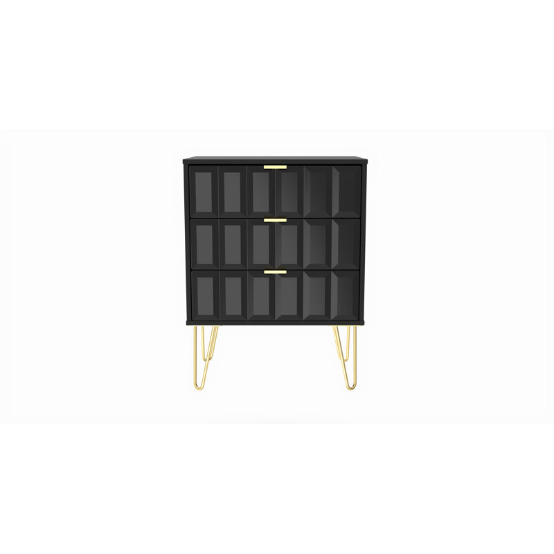 58cm W 3 - Drawer Chest of Drawers, Black
