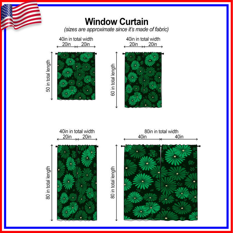 Motif de rideaux de fenêtre à motif floral transparent et obscurcissant - 2 panneaux, 20 po x 50 po - 2 panneaux, Transparent