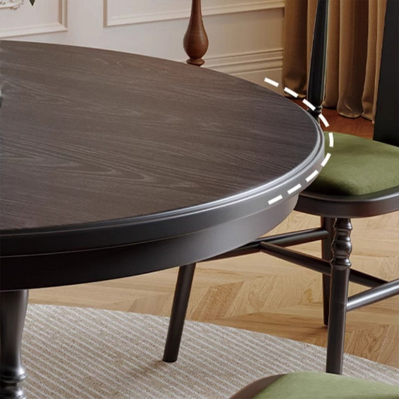 Table ronde française élégante en bois massif, Noir, noir, noir, noir
