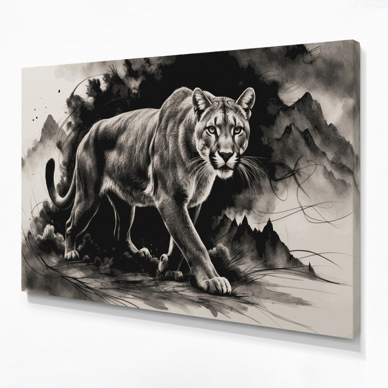 «Big Cats South American Puma», art mural sur toile grise, H 12 po x l 18 po