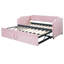 Lit de jour rose simple avec lit gigogne et revêtement en velours, fonction 2 en 1 pour les chambres d'amis, lit douillet confortable pour la nuit, lit doux, chambres à coucher, lit supplémentaire