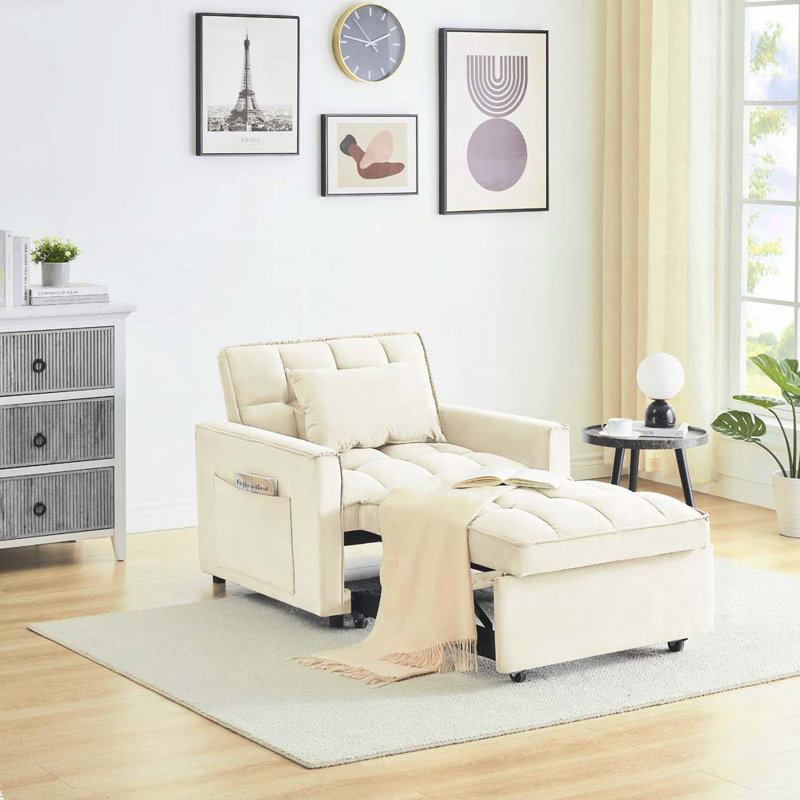 Fauteuil convertible convertible, Blanc crème