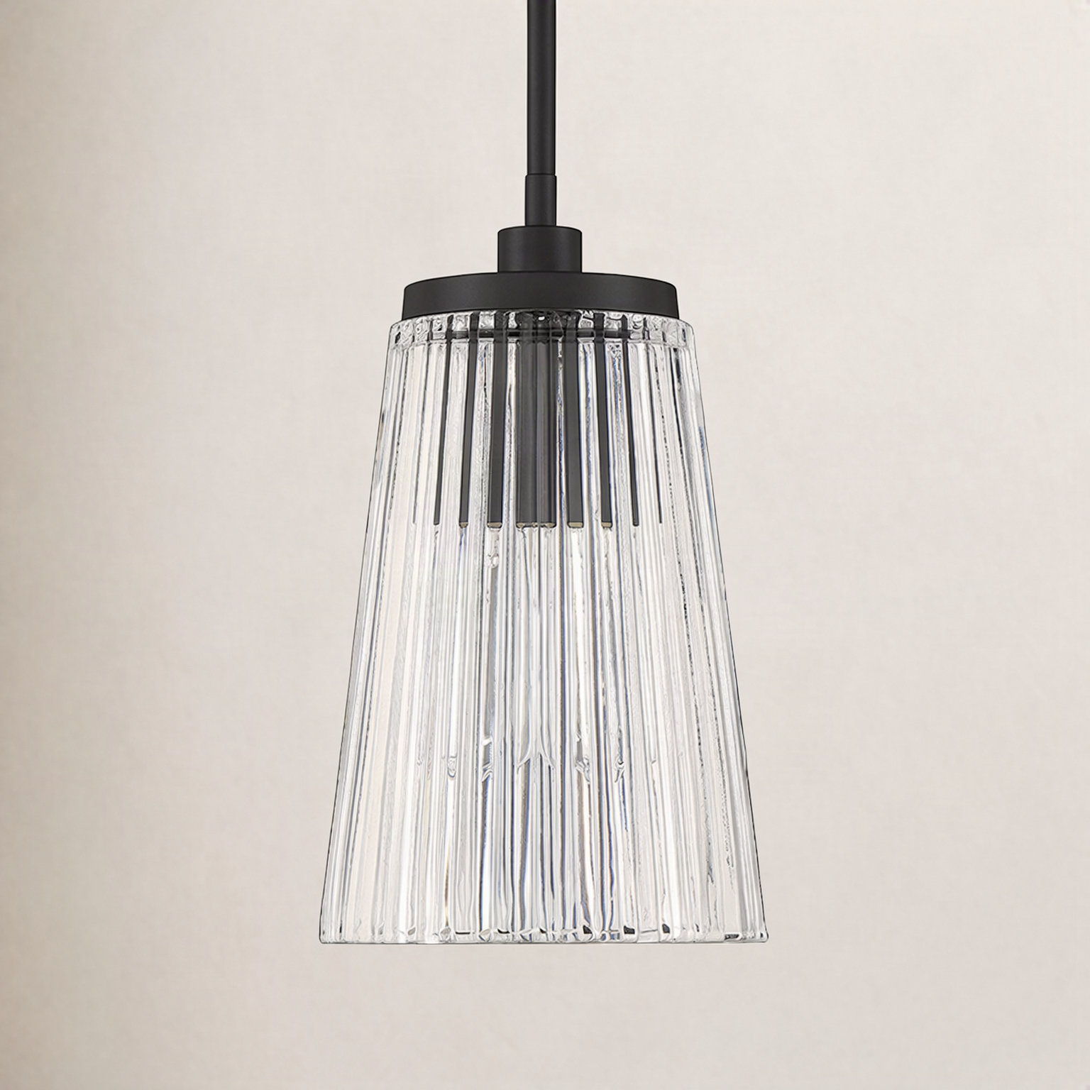 Jeanie Dimmable Single Light Pendant, Matte Black