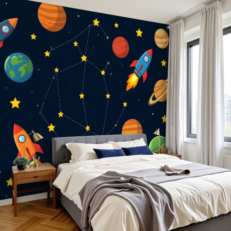Papier peint adhésif auto-adhésif moderne pour la chambre à coucher Peel and Stick L 96 po x l 69 po, L 96 po x l 69 po