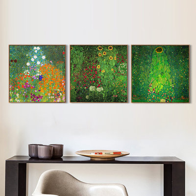 Ensemble de 3 toiles encadrées par Gustav Klimt Wall Art Series # 24 Living Home Office Home Decorations