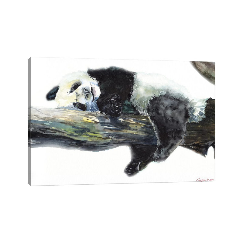 Panda 1 Piece Wrapped Canvas Painting, 20.32 cm H x 30.48 cm W