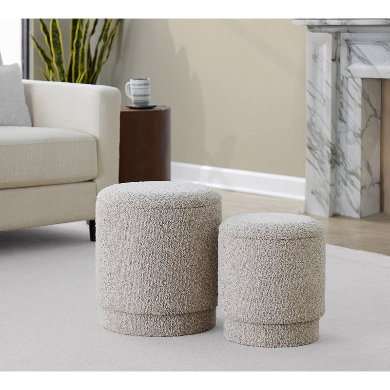 Ensemble de repose-pieds en tissu brun clair, Light Brown, Fabric