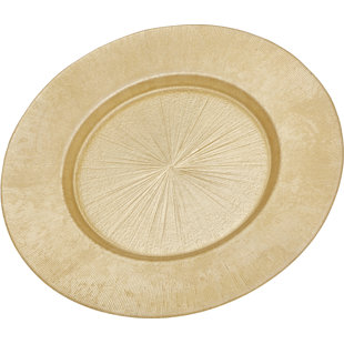 Light Gold Antique Glass Charger Plate 13"D