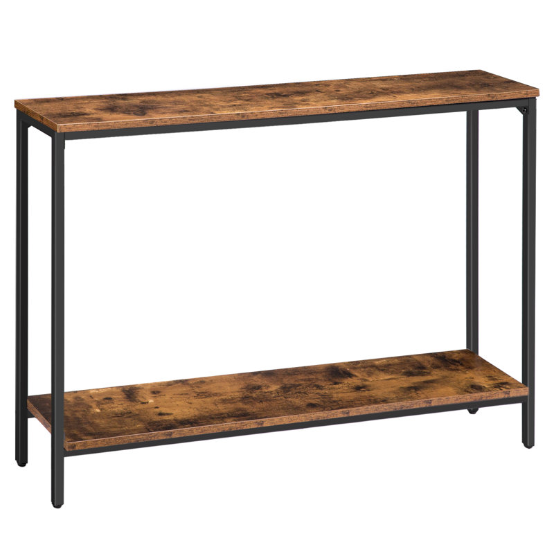 Kearria Console Table with Storage, Black, Rustic Brown, 29.5'' H x 47.2'' W x 7.9'' D