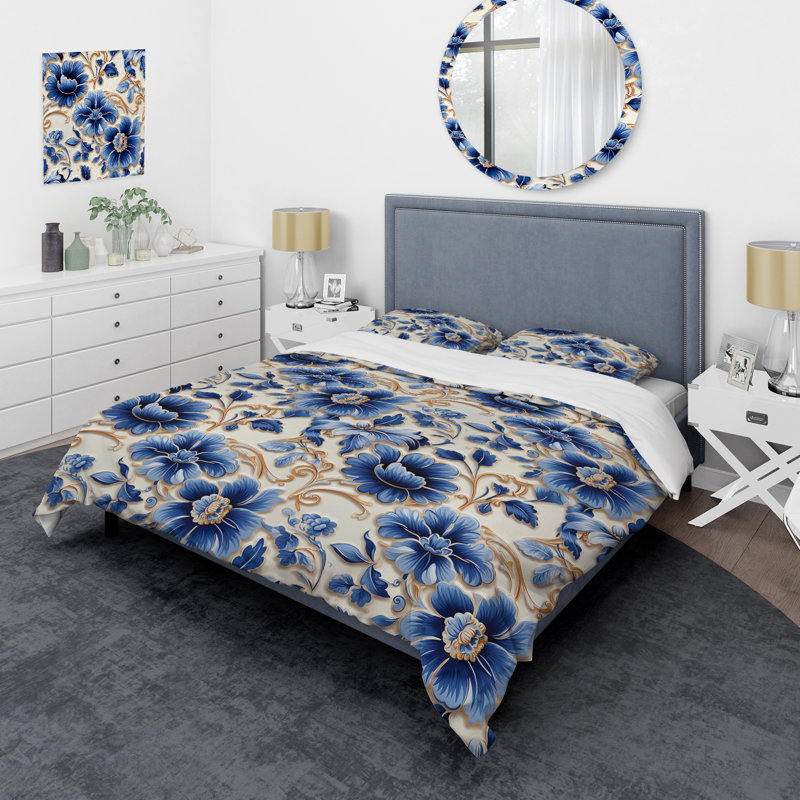 Ensemble de housse de couette Cobalt Mosaics Victorian, Housse de couette simple + 1 taie décorative stan